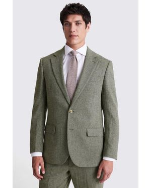 Moss Regular Fit Sage Herringbone Suit Jacket - Grey