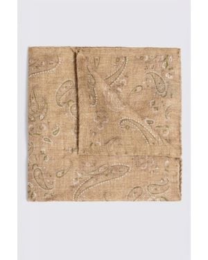 Tessitura bottinelli Bottinelli Oatmeal & Wool Paisley Pocket Square - Natural