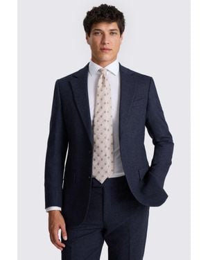 Moss Tailored Fit Ink Herringbone Suit Jacket - Blue