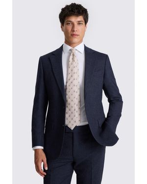 Moss Tailored Fit Ink Herringbone Suit Jacket - Blue