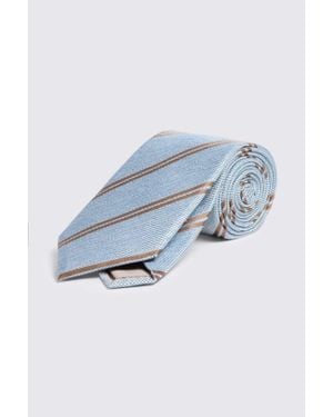 Moss Light & Copper Silk Stripe Tie - Blue