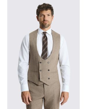 Moss Slim Fit Twill Tweed Waistcoat - Natural
