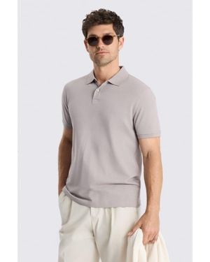 Moss Granite Cotton Piqué Polo Shirt - White