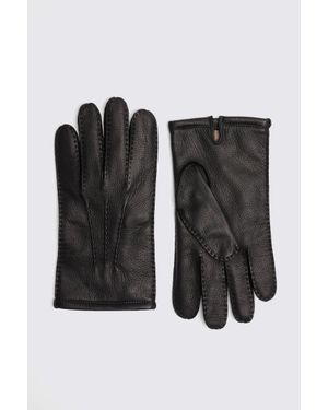Moss Deerskin Cashmere Lined Gloves - Black