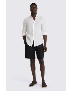 Moss Linen-Blend Shorts - Black