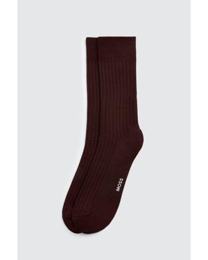 Moss Plum Fine Ribbed Socks - Brown
