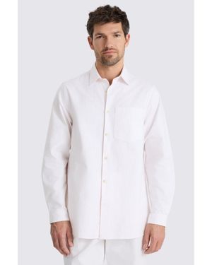 Moss Stripe Relaxed Cotton Oxford Shirt - White