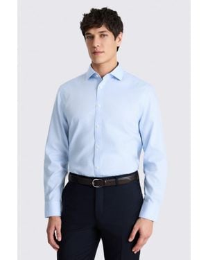 Moss Regular Fit Sky Royal Oxford Non-Iron Cotton Shirt - Blue