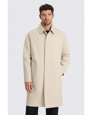Moss Light Taupe Oversized Cotton Raincoat - Natural