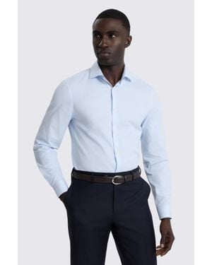 Moss Slim Fit Light Twill Stripe Shirt - White