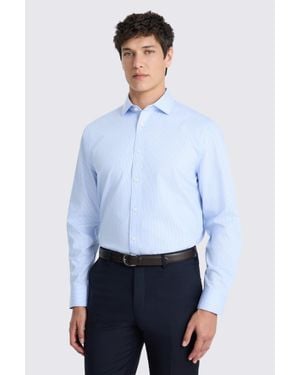 Moss Regular Fit Sky Stripe Non-Iron Cotton Shirt - White