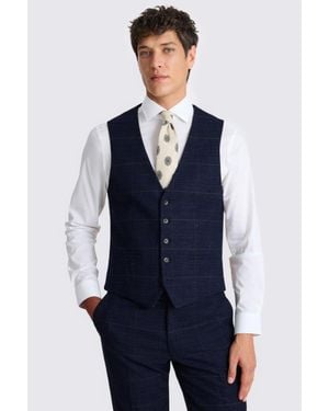 Moss Slim Fit Check Waistcoat - Blue