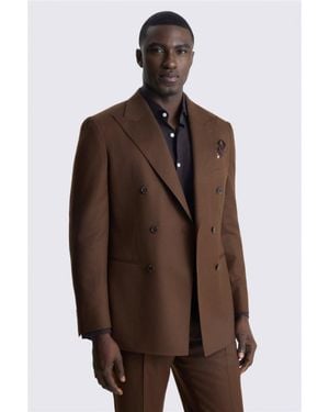 Barberis Italian Tailored Fit Chestnut Flannel Suit Jacket - Brown