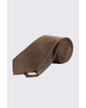 Moss Taupe Silk Semi Plain Tie - Brown