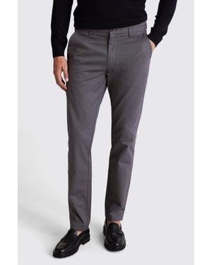 Moss Tailored Fit Graphite Cotton Chinos - Blue