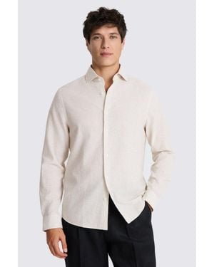Moss Neutral Stripe Cotton & Linen Shirt - Natural