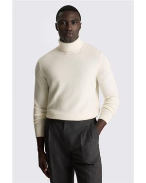 Moss Ecru Merino Roll-Neck Jumper - Natural