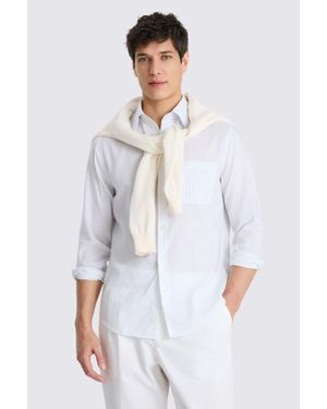 Moss Stripe Cotton Oxford Shirt - White