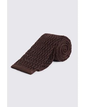 Moss Chocolate Silk Knitted Tie - Brown