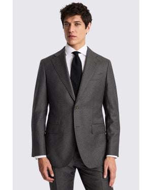 Barberis Italian Tailored Fit Charcoal Twill Suit Jacket - Grey