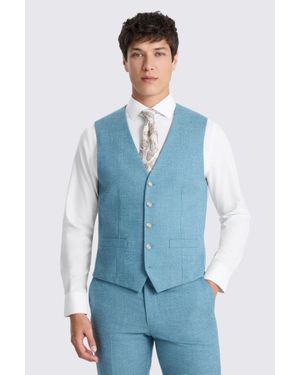 Moss Tailored Fit Slub Waistcoat - Blue