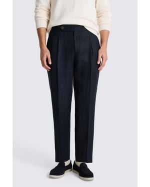 Moss Linen Pleated Trouser - Blue
