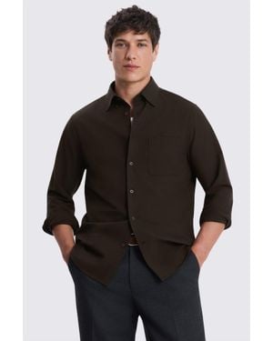 Moss Dark Washed Cotton Oxford Shirt - Black