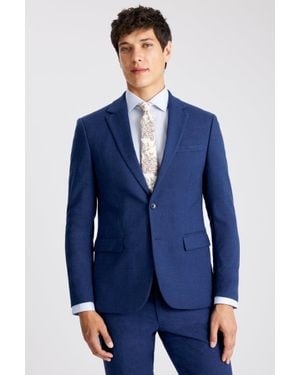 Moss Slim Fit Slub Suit Jacket - Blue
