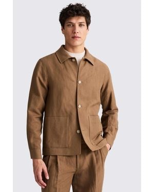 Moss Wool Linen Shacket - Brown