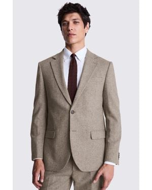 Moss Tailored Fit Stone Donegal Tweed Suit Jacket - Brown