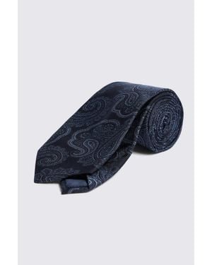 Moss Paisley Silk Tie - Blue