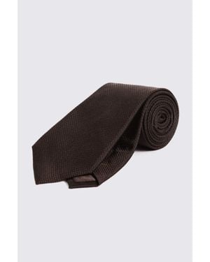 Moss Dark Silk Semi Plain Tie - Brown
