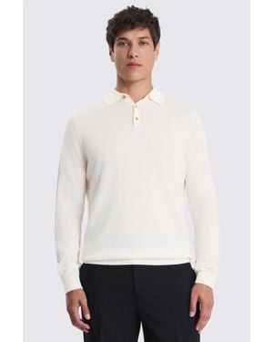 Moss Merino-Blend Long-Sleeve Polo Shirt - White