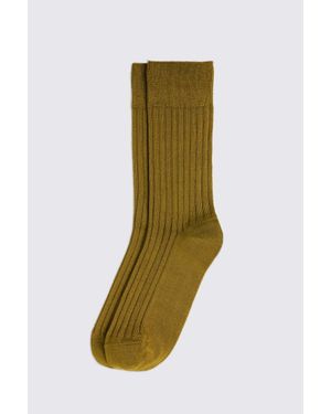 Moss Mercerised Ribbed Socks - Green