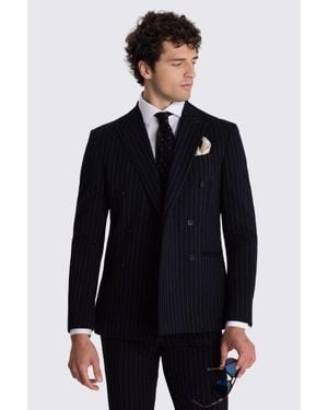 Moss Slim Fit Stripe Suit Jacket - Black
