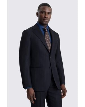 Barberis Italian Tailored Fit Stripe Suit Suit Jacket - Blue