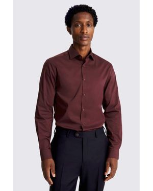 Moss Slim Fit Wine Stretch Shirt - Red
