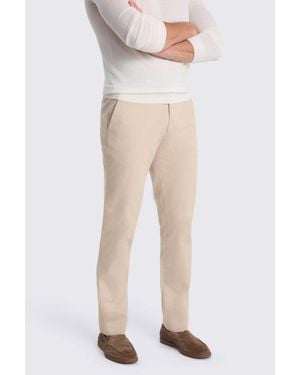 Moss Tailored Fit Stone Cotton Chinos - Natural