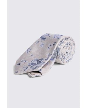 Moss Floral Silk Tie - Blue