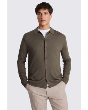 Moss Dark Taupe Merino-Blend Shirt - Brown