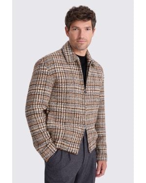 Moss Italian Neutral Check Cotton Shacket - Natural