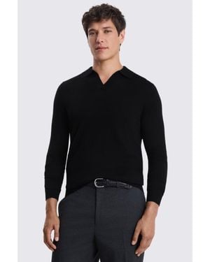 Moss Merino Skipper Polo Shirt - Black