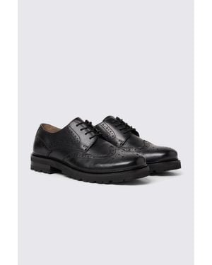 Moss Chunky Brogue Shoe - Black