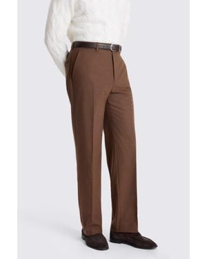 Moss Relaxed Fit Chestnut Flannel Trousers - Brown