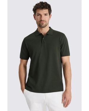 Moss Khaki Cotton Piqué Polo Shirt - Green