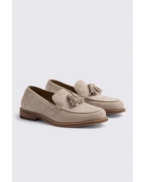 Moss Finchley Stone Suede Loafers - Natural