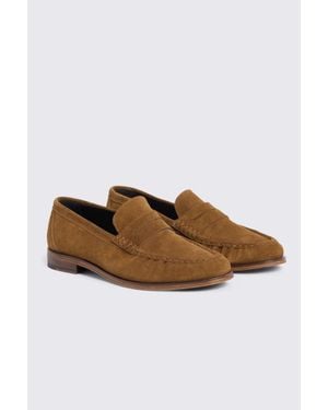 Moss Italian Suede Tobacco Ruched Loafers - Brown