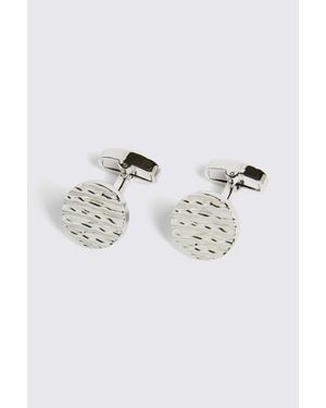 Moss Textured Round Cufflinks - Grey