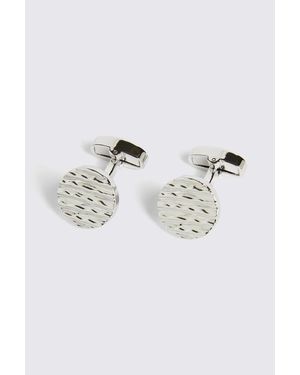 Moss Textured Round Cufflinks - Grey