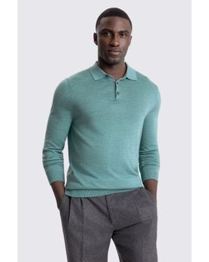 Moss Merino-Blend Long-Sleeve Polo Shirt - Green